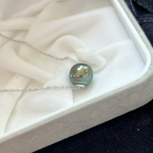5A 10-13mm Floating Pearl Necklace, Single White Round Freshwater Pearl on Invisible Cord, Minimalist Simple Jewelry, Pearl Wholesale10