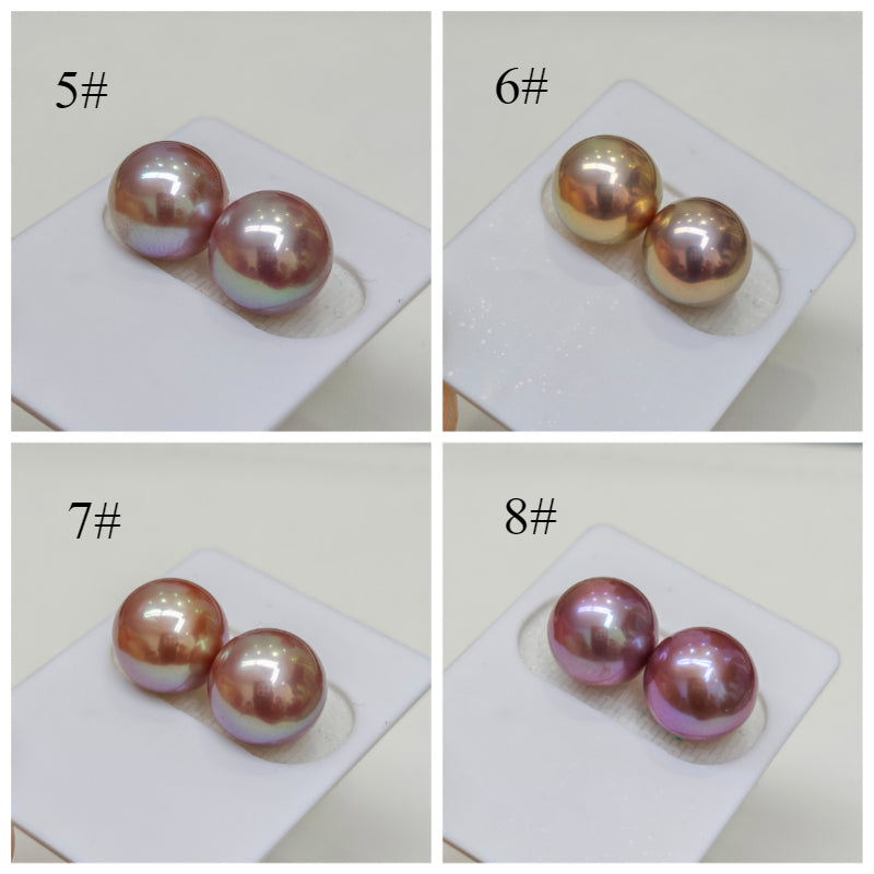 5A One Pair Natural Edison Freshwater Pearls Blueberry Purple Metallic Rare Color Loose Pearls for Custom 18K Earrings or Pendant