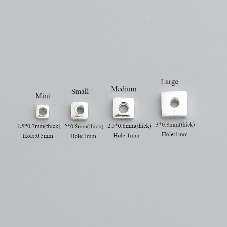 S925 Sterling Silver Square Spacer Beads for DIY Bracelet Necklace