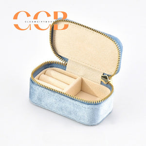 Velvet Mini Travel Jewelry Case, Zippered Organizer with Ring Slots for Rings & Earrings, Bridesmaid Gift & Travel Accessory