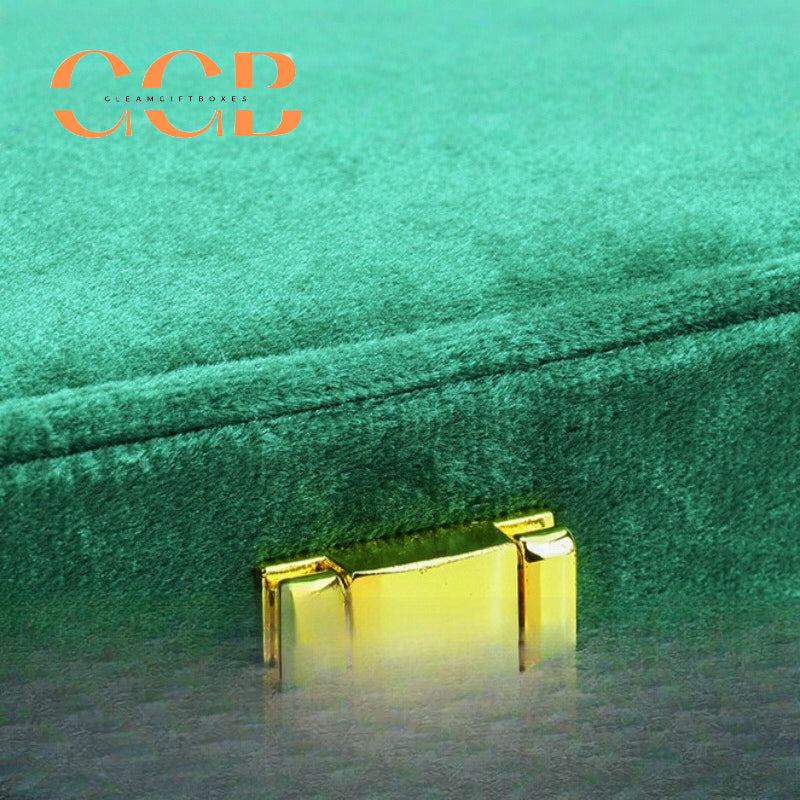 Velvet Jewelry Box with Gold Clasp, Multi-Compartment Organizer for Rings, Earrings & Necklaces, Vanity & Drawer Storage