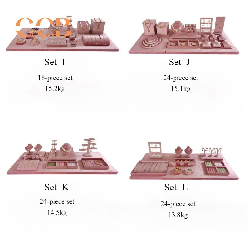 Luxury Pink Jewelry Display Stand Set, Neck Model for Pendants, Ring Display Holder, Velvet Earring Display, Gift for Jewelry Maker, Photo Background