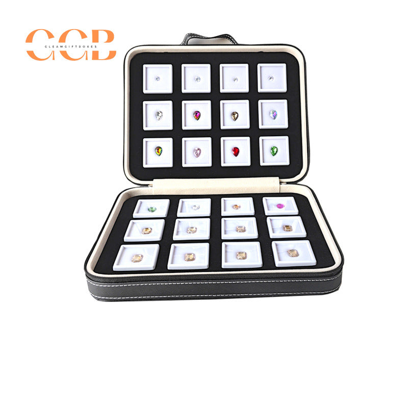 Gemstone Storage Sample Display Box with Loose Stone Organizer