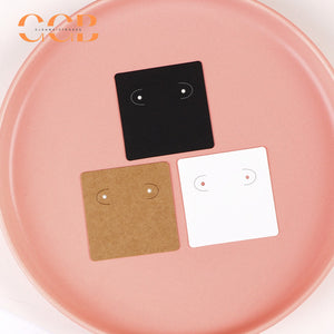 100pcs wholesale 5x5cm earring display cards with two holes for stud hoop jewelry black white paper cards small jewelry packaging