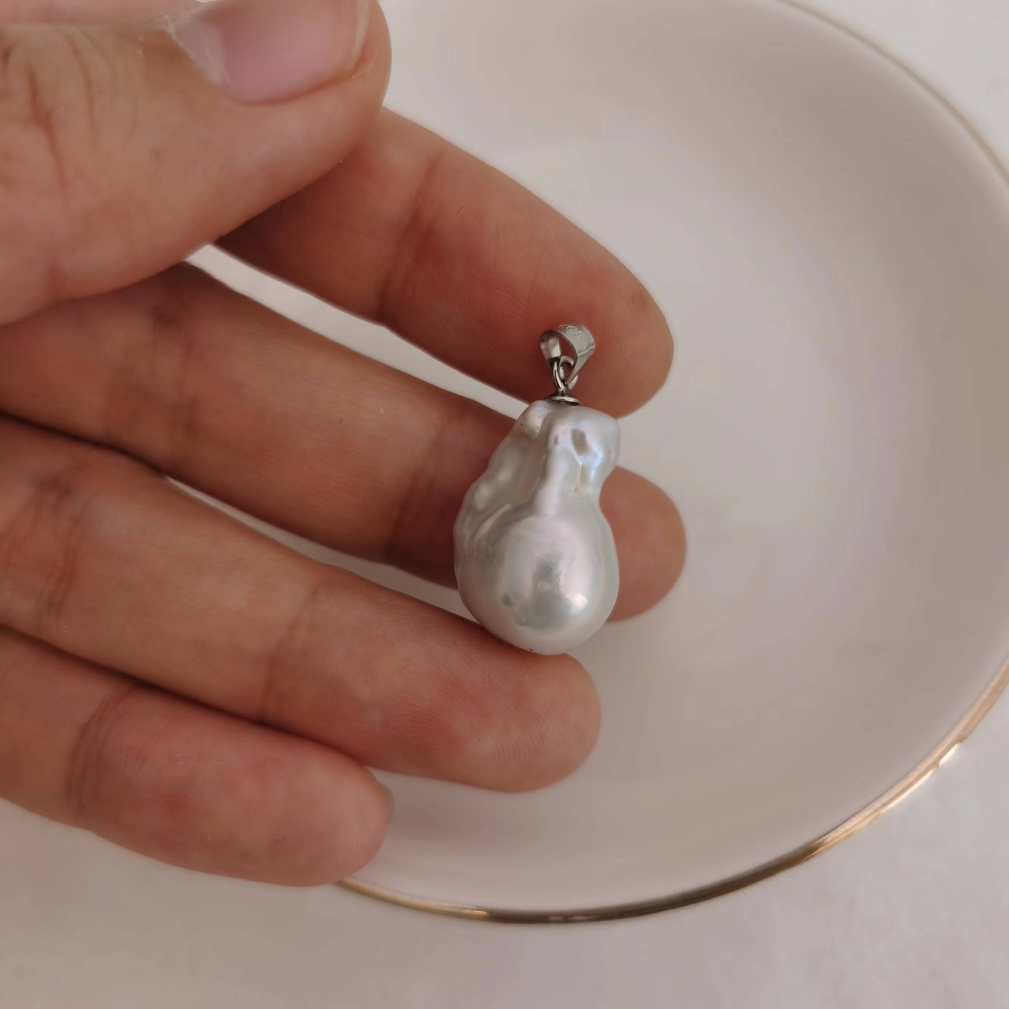 1pc 12-13mm Teardrop Baroque pearl pendant, S925 sterling silver
