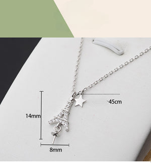 S925 Sterling Silver Eiffel Tower Necklace Pendant Setting