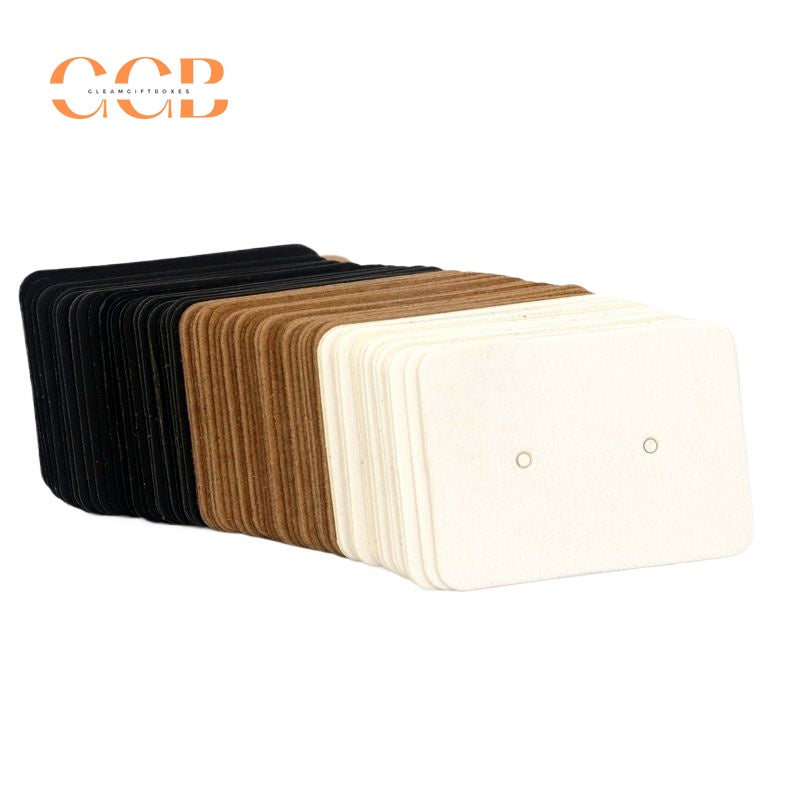 100pcs wholesale 3.5x2.5cm earring display cards with two holes for stud hoop jewelry black white paper cards small jewelry packaging