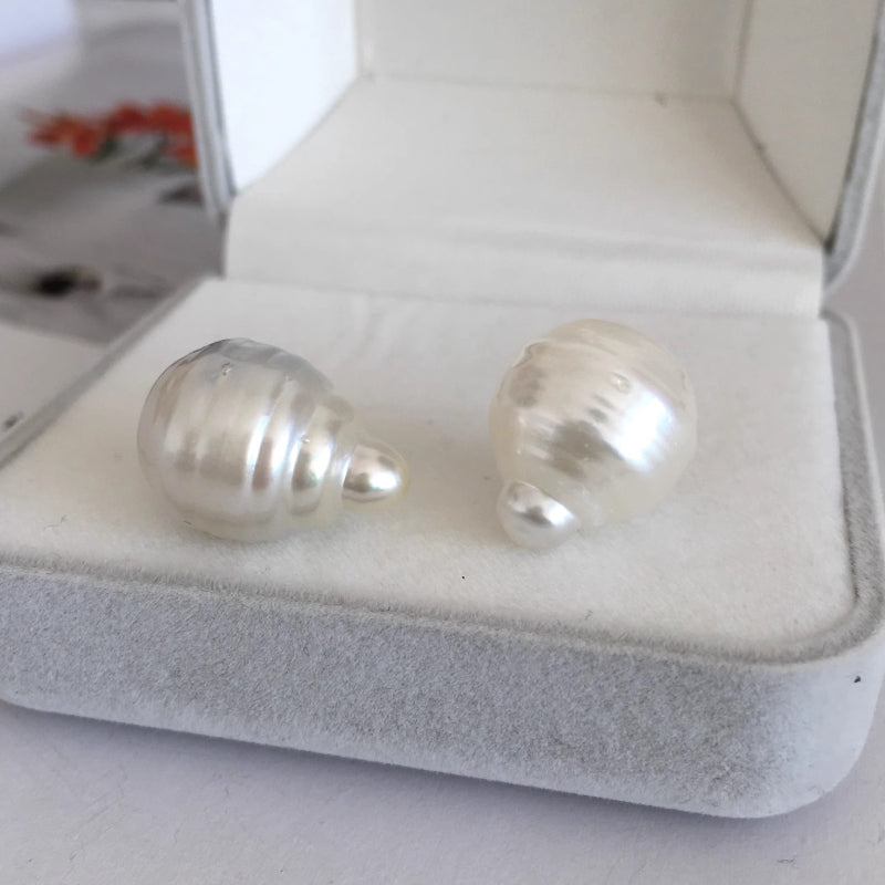 3A 9-14mm White South Sea Baroque Pearl, Droplet Loose Pearl with Good Luster, Undrilled Half Drilled 1mm or Fully Drilled 0.7mm