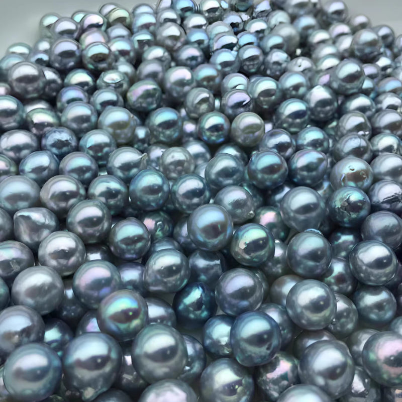 Natural Akoya Grey Blue Saltwater Pearl Beads for DIY Jewelry Making