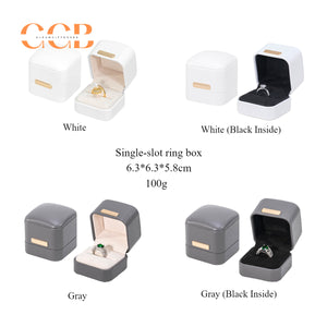 Black Luxury PU Jewelry Box for Ring Necklace Wedding Bands Proposal Engagement Diamond Stud Earrings Gift Packaging Case