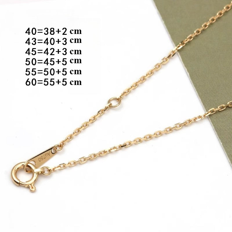 18K Gold Chain Necklace AU750, Craftsmanship Adjustable Plain Cross Collarbone Chain in White Gold or Rose Gold for Women