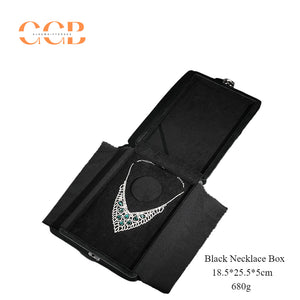 Rectangle blue microfiber chain snap box for loose diamond and gemstone storage