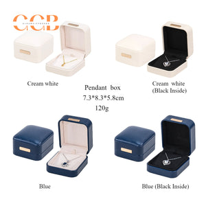 Black Luxury PU Jewelry Box for Ring Necklace Wedding Bands Proposal Engagement Diamond Stud Earrings Gift Packaging Case