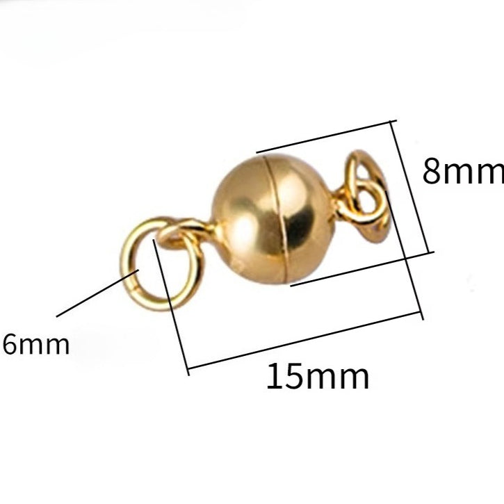 925 Sterling Silver Magnetic Clasp for Necklace and Bracelet, 6mm 8mm