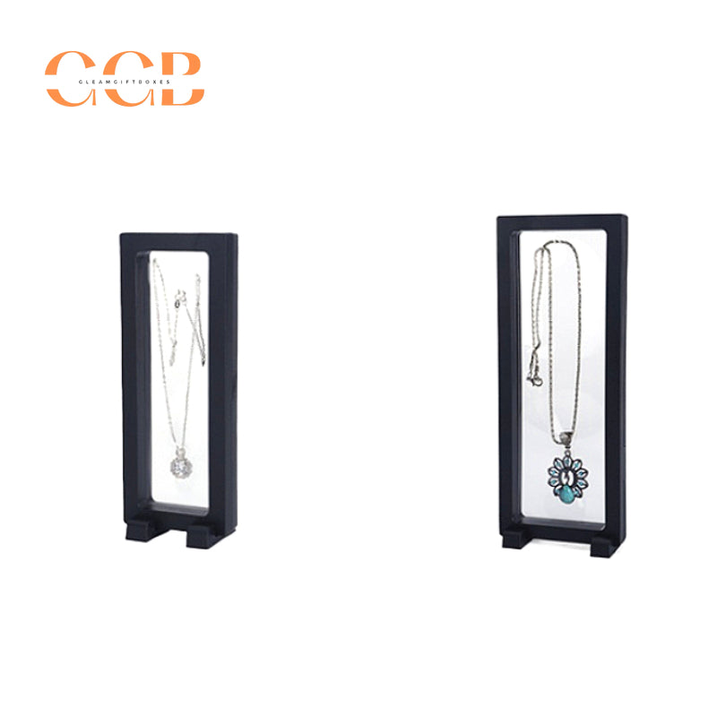 20pcs Floating Jewelry Display Frame with Stand, Transparent Box