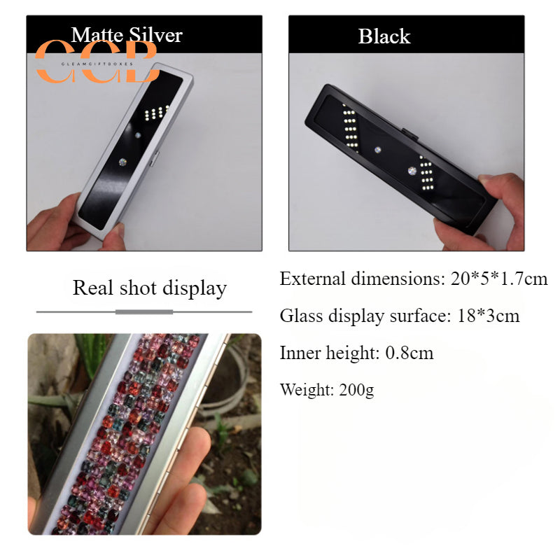 Rectangular glass top loose stone display case