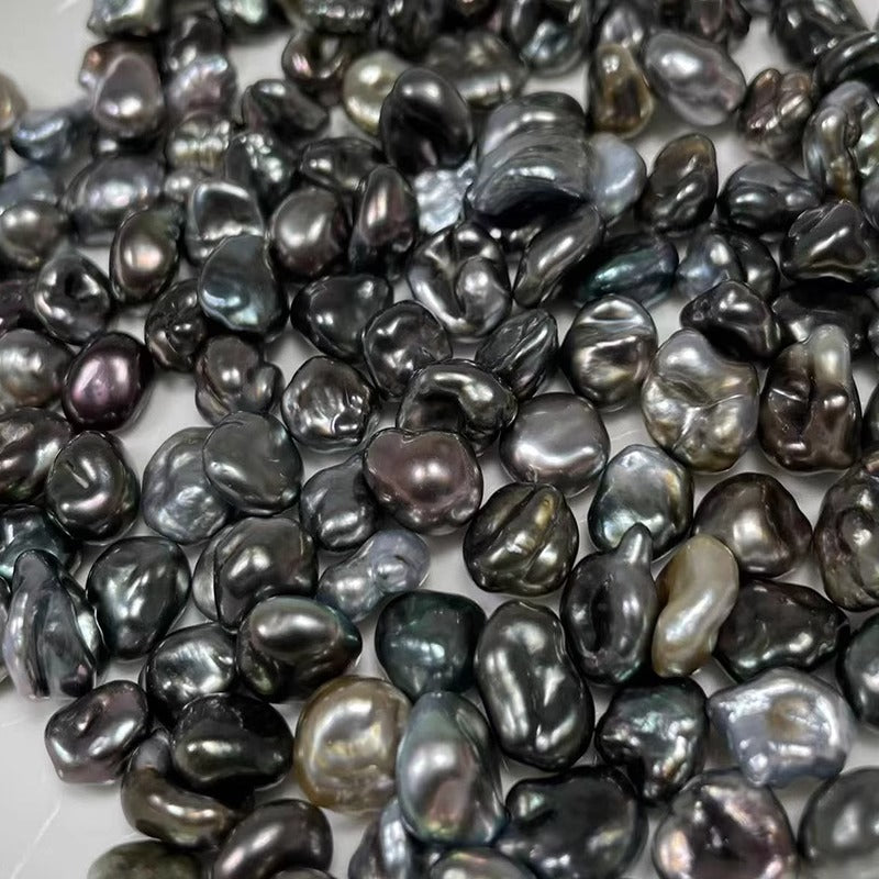 3A 2-12mm Tahitian Keshi Pearl, Black Peacock Green Loose Pearl Bead, Natural Round or Oval Shape, Undrilled Half Drilled 1mm or Fully 0.7mm