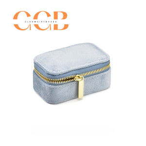 Velvet Mini Travel Jewelry Case, Zippered Organizer with Ring Slots for Rings & Earrings, Bridesmaid Gift & Travel Accessory