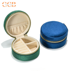 Round Velvet Travel Jewelry Case, Mini Zipper Organizer for Rings, Earrings & Necklaces, Bridesmaid Gift, Travel Accessory