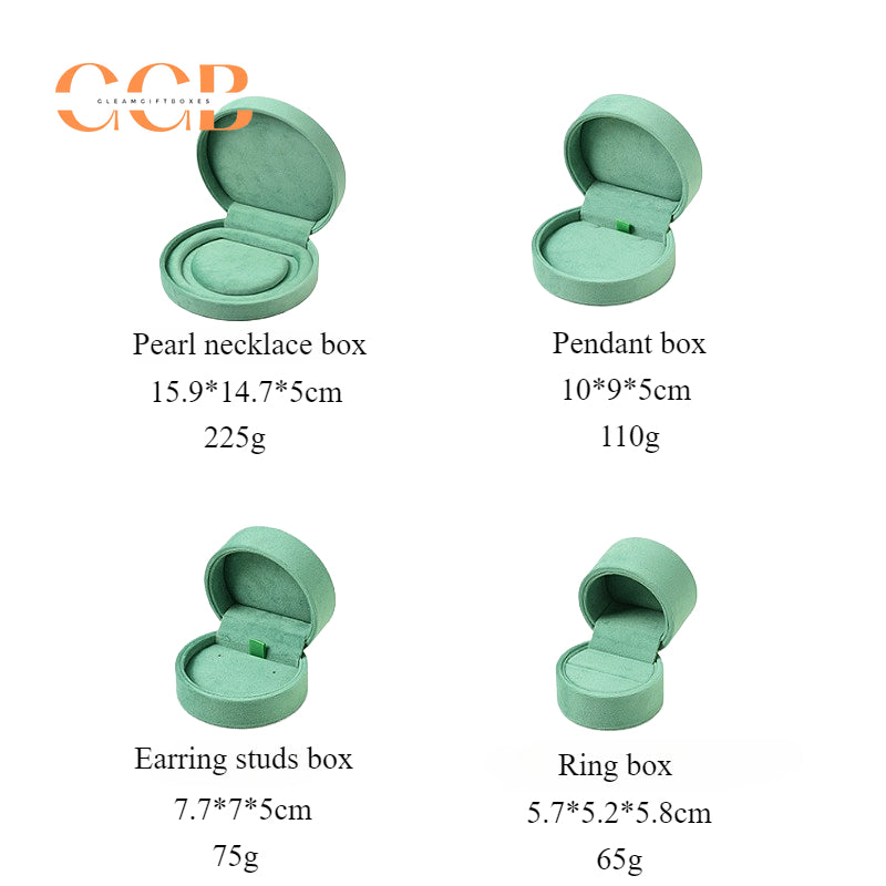 Green Luxury Velvet Jewelry Gift Box Set with Ring, Necklace & Earring Holders, High-End Jewelry Packaging for Wedding or Display