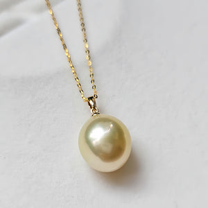 18K Gold 5A 11-14mm Rose Gold South Sea Pearl Pendant Necklace, Drop Shape High Luster Natural Sea Pearl, Luxury Jewelry, Pearl Wholesale