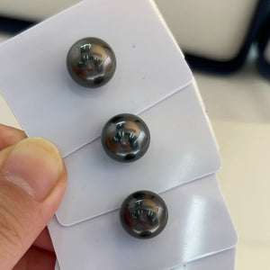 5A 11-14mm Black Tahitian Pearl, Natural Saltwater Loose Pearl with Strong Luster and Minimal Blemish, Round Bead for Fine Jewelry