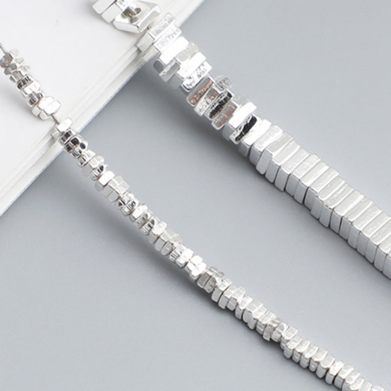 S925 Sterling Silver Square Spacer Beads for DIY Bracelet Necklace