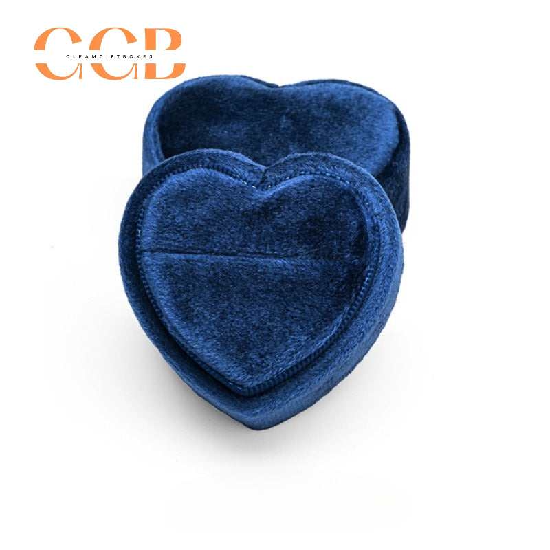 Heart-Shaped Velvet Ring Box, Single or Double Slot Jewellery Box for Engagement & Wedding Rings, Romantic Proposal & Bridal Accessory