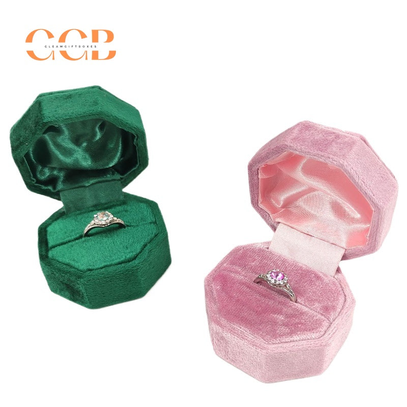 Luxury Velvet Ring Box - Wedding Jewelry Display w/ Custom Logo