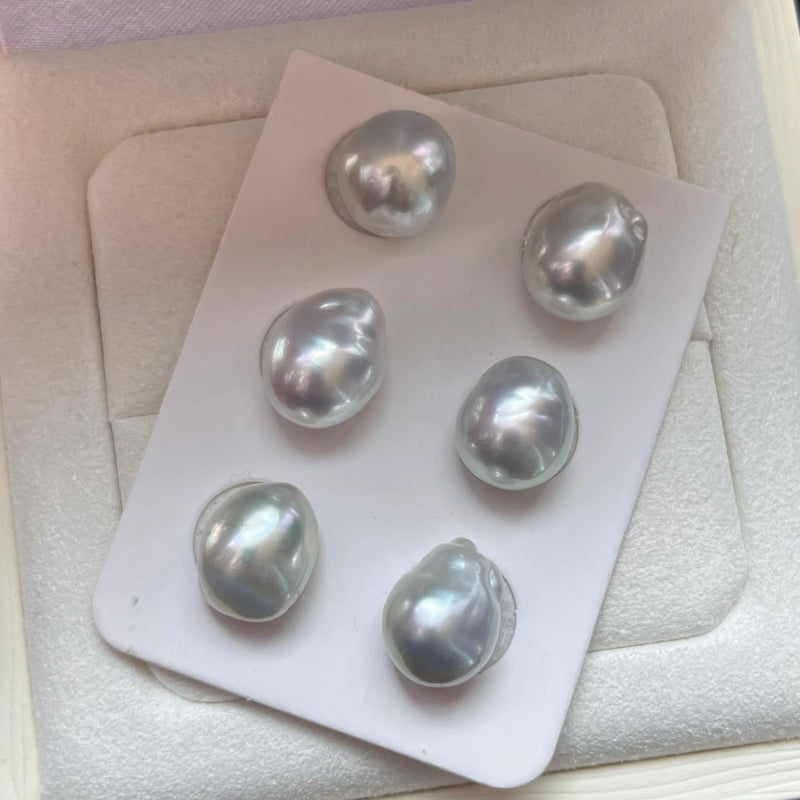4A 9-15mm Australian White South Sea Baroque Pearl, Near Round Loose Pearl with Strong Luster, Undrilled Half Drilled 1mm or Fully Drilled 0.7mm
