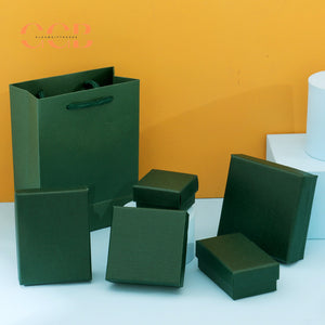 10pcs Dark Green Textured Jewelry Gift Boxes, Wholesale Packaging for Necklace, Earrings, Ring & Small Gifts