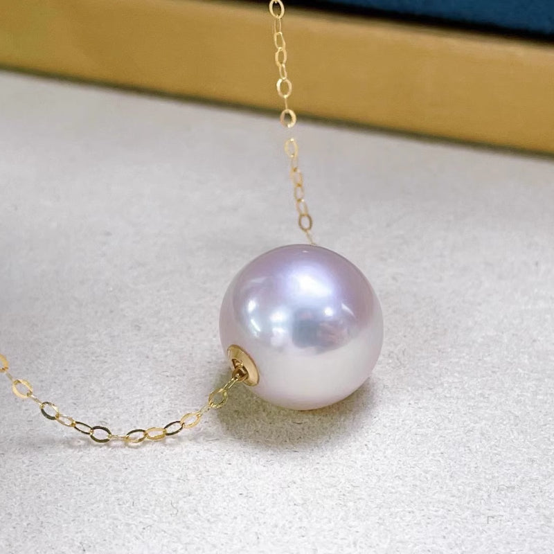 5A 12-13mm Round Pink Luster Pearl Bead, Strong Mirror Surface South Sea Pearl with 1.8mm Hole, 18K Gold Large Hole Pearl Wholesale