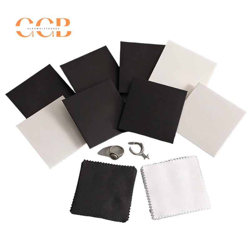 50pcs white or black custom logo silver polishing cloth