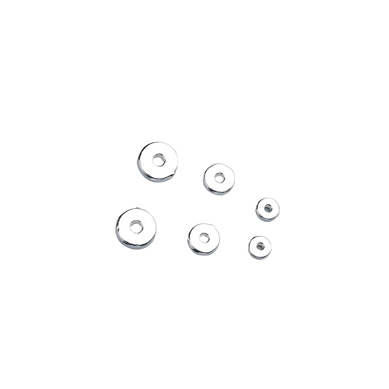 10pcs S925 Sterling Silver Geometric Glossy Round Disc Spacer Beads 4-8mm