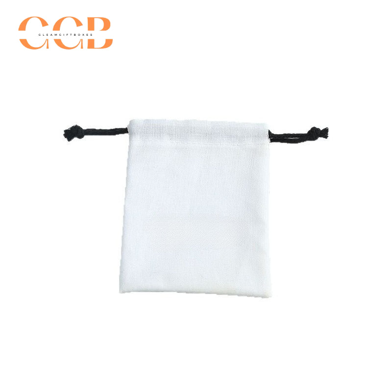 20pcs white jewelry pouch with black string, drawstring bag for rings earrings bracelets, multi size jewelry packaging gift bags