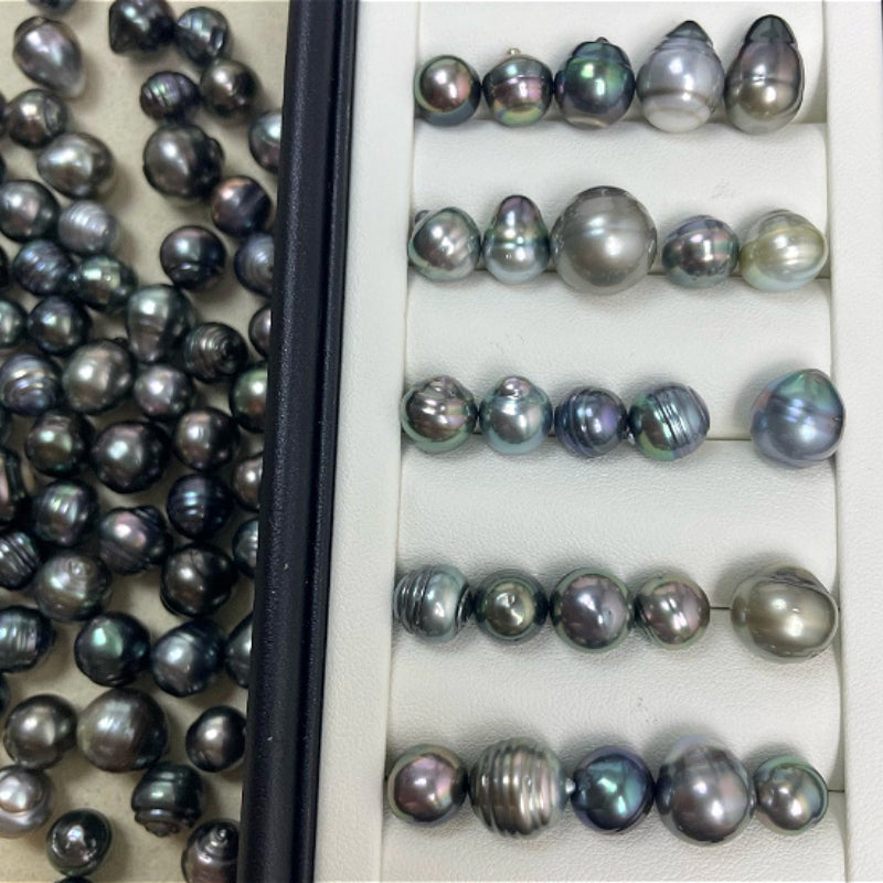 3A Multicolor Tahitian Baroque Drop Pearl Undrilled, Peacock Green Iridescent Rippled Nacre Pearl for DIY Ring Necklace Earrings