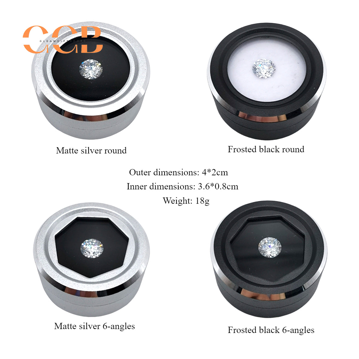 5pcs Clear glass round loose stone display box