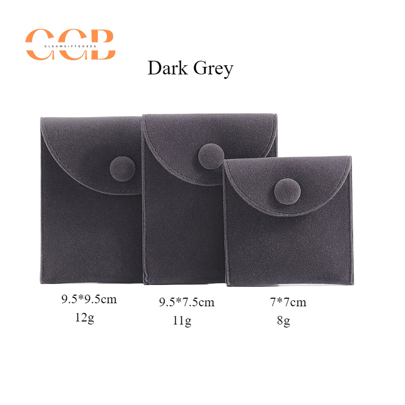 10pcs Velvet Jewelry Pouches with Snap Button, Custom Logo Bags