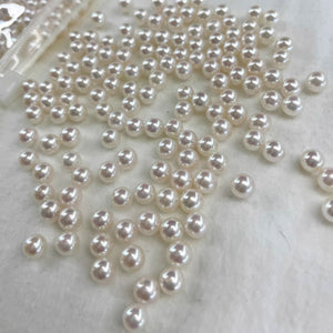 5A 4-10mm White Akoya Pearl, Natural Round Loose Pearl with Strong Luster and Minimal Blemish, Undrilled Half Drilled 1mm or Fully Drilled 0.7mm