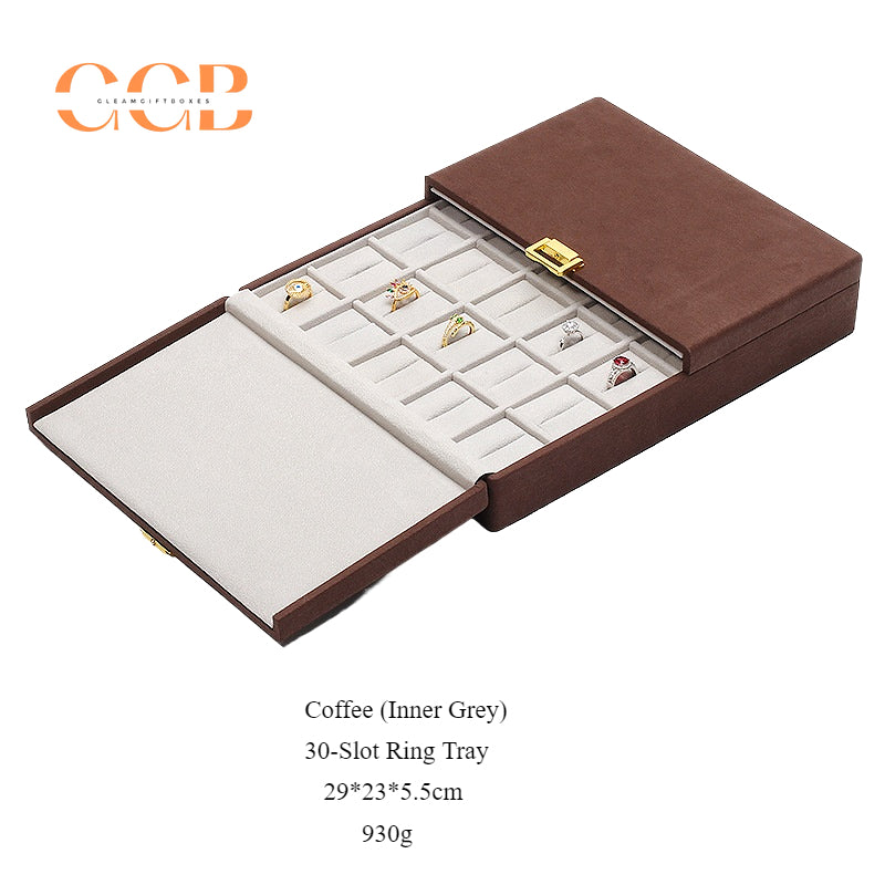 Double Folding Jewelry Display Tray Organizer, Velvet Storage Box