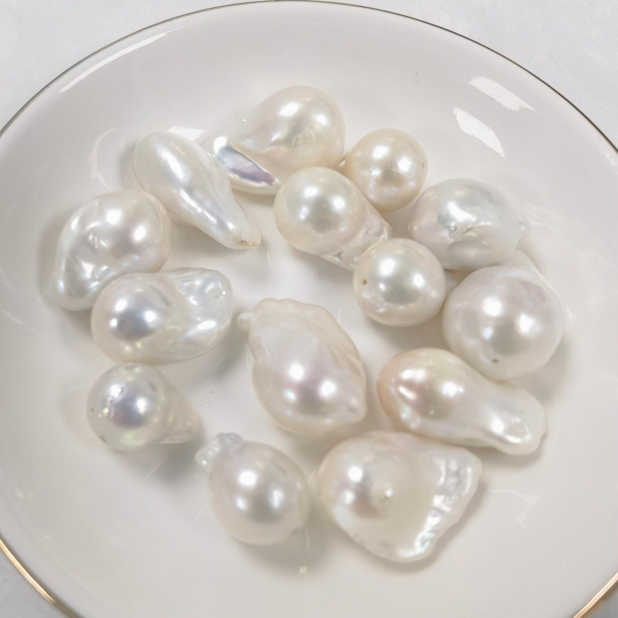 1pc fully drilled 14mm small white baroque pearl droplet  loose pearl, loose pearl beads