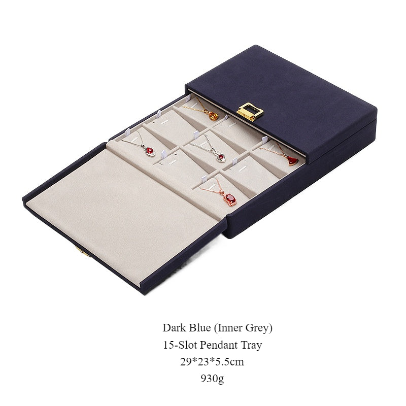 Double Folding Jewelry Display Tray Organizer, Velvet Storage Box