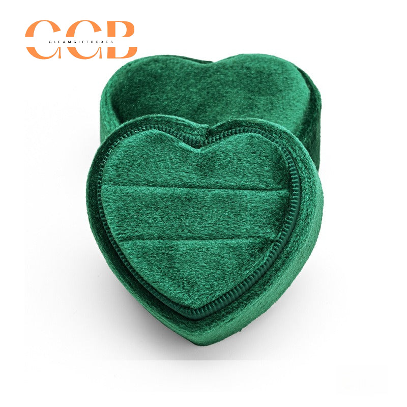 Heart-Shaped Velvet Ring Box, Single or Double Slot Jewellery Box for Engagement & Wedding Rings, Romantic Proposal & Bridal Accessory