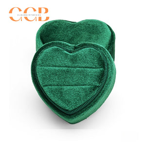 Heart-Shaped Velvet Ring Box, Single or Double Slot Jewellery Box for Engagement & Wedding Rings, Romantic Proposal & Bridal Accessory