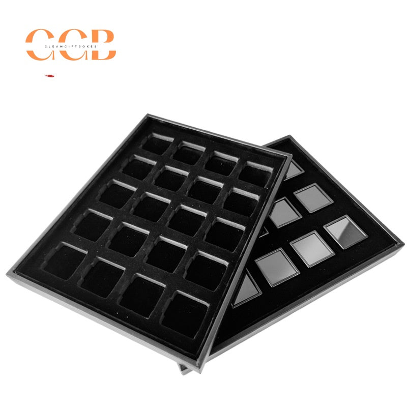 Acrylic square loose stone box with PU leather display tray