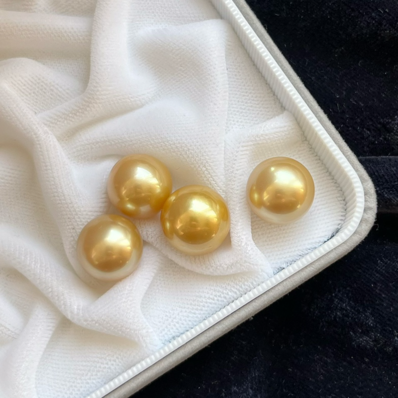 3A 11-15mm Medium Golden South Sea Pearl, Semi Round Nearly Round Loose Pearl, Single Undrilled Bead for DIY Jewelry Making