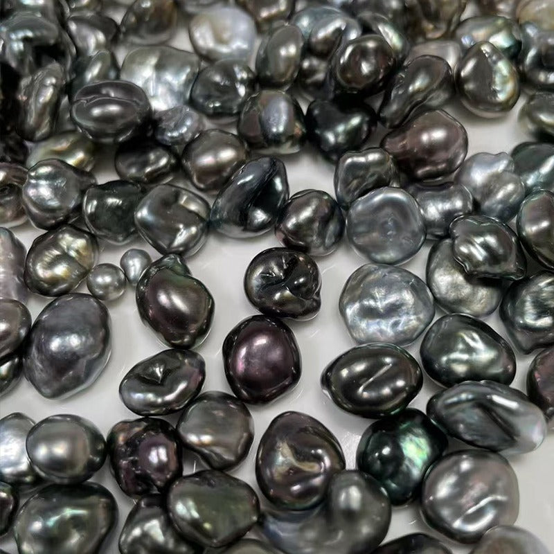 3A 2-12mm Tahitian Keshi Pearl, Natural Black Loose Saltwater Pearl with Good Luster, Undrilled Half Drilled 1mm or Fully Drilled 0.7mm