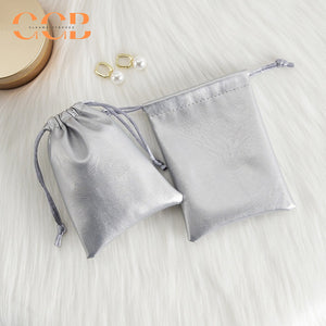 20pcs PU silver jewelry pouch set, metallic drawstring bags for rings earrings necklaces, luxury jewelry packaging gift pouches