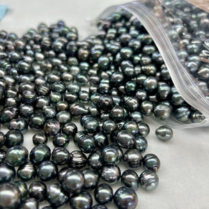 3A 8–10mm Tahitian Black Pearl Undrilled, Natural Saltwater Baroque Drop Pearl, High Luster Strong Overtone with Slight Blemish, DIY Jewelry