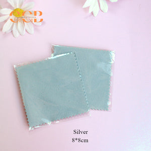 8x8cm silver polishing cloth with opp bag packaging, multi color jewelry cleaning cloth for gold and silver care, custom logo available